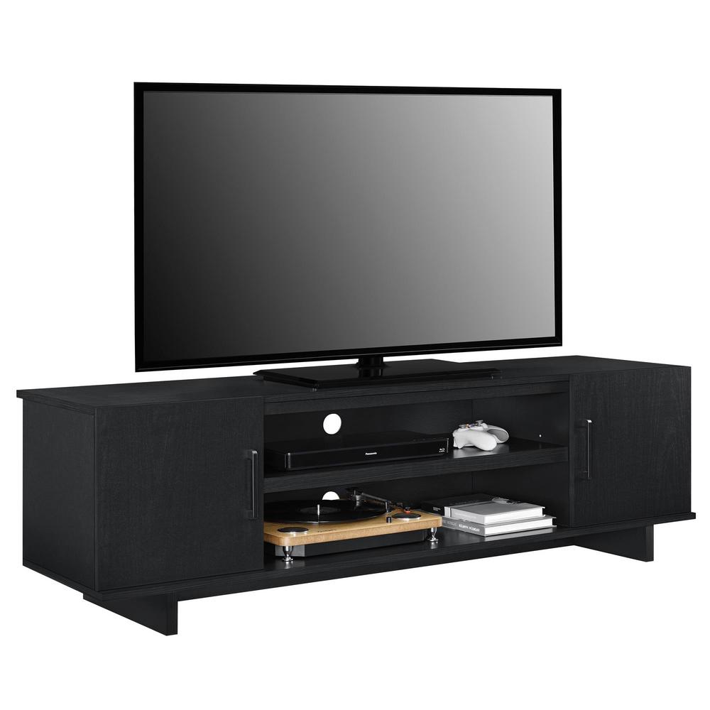 Ameriwood Home Julia 60 In Black Oak Tv Stand For Tvs Up To 65 In Hd24572 The Home Depot