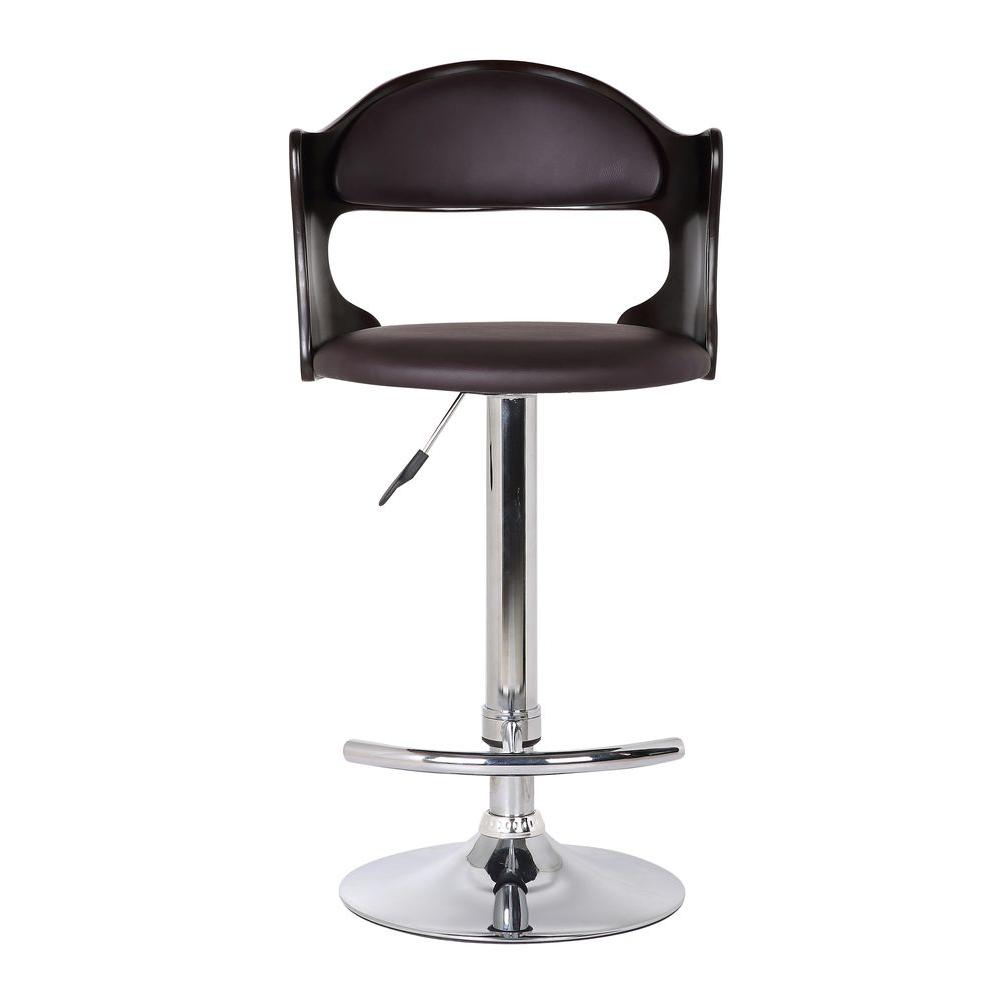 Victoria Contemporary Faux Leather Adjule Swival Bar Stool With Chrome Stand Chocolate Brown