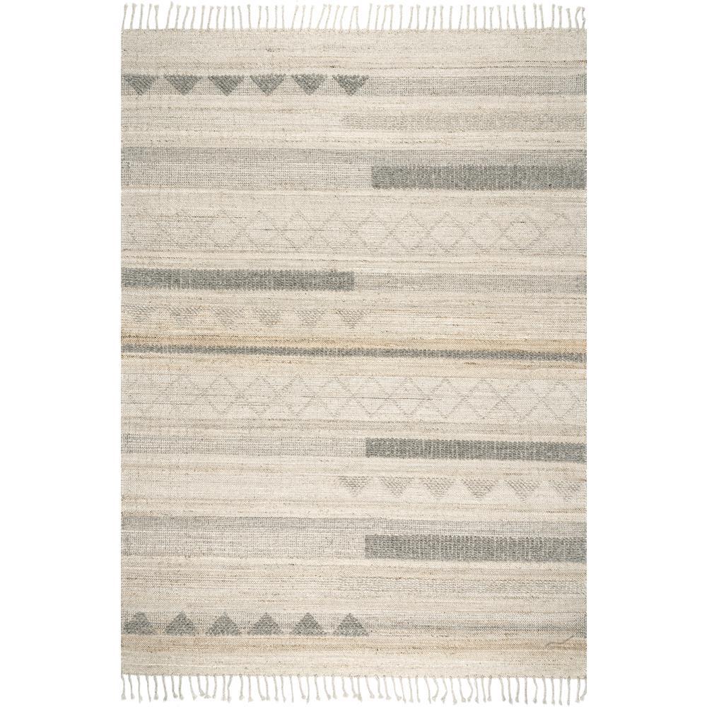 nuLOOM Geometric Stripes Tassel Beige 2 ft. x 6 ft. Indoor Runner