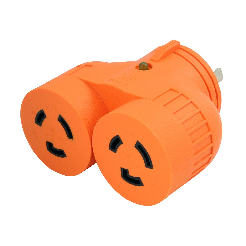 AC WORKS Power Tools 1 to 2 V Outlet Adapter L520P 20 Amp 3Prong