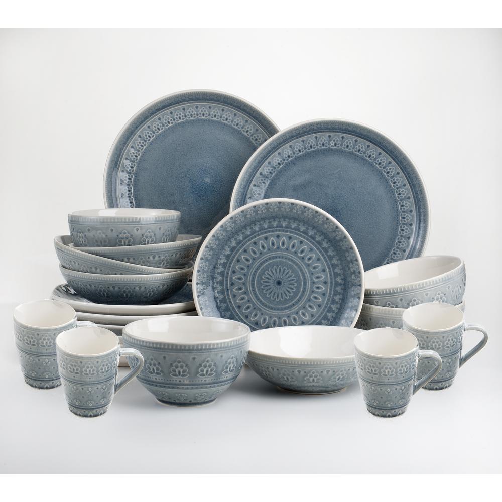 Euro Ceramica Fez 20-Piece Bohemian Grey Stoneware Dinnerware Set ...