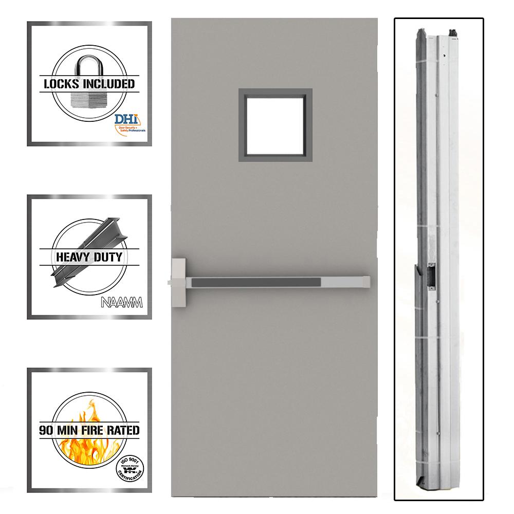 36 In X 84 In Gray Flush Exit With 5x20 Vl Left Hand Fireproof