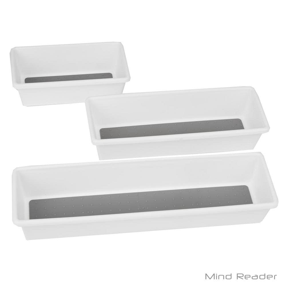 Mind Reader Thin Rectangle Storage Compartment Organizer Set, Gray (3