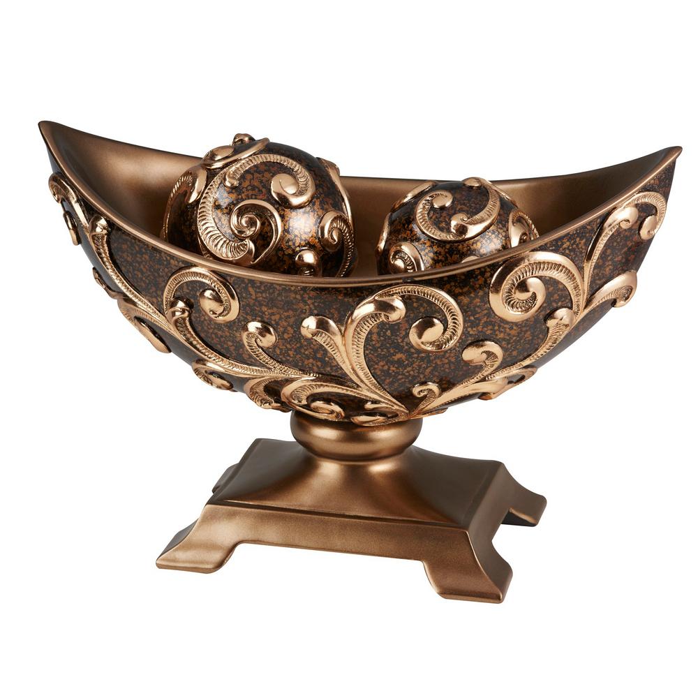 Bronze Odysseus Polyresin Decorative Bowl With Spheres Bronze Odysseus Polyresin Decorative Bowl With Spheres