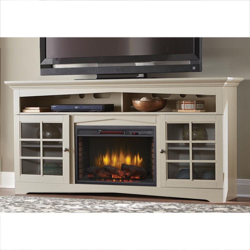 Home Decorators Collection Avondale Grove 70 in. TV Stand Infrared Electric Fireplace in Aged 