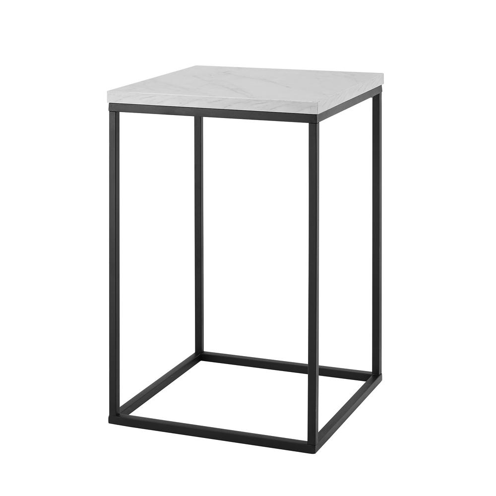 Walker Edison Furniture Company 16 In White Marble Open Box Side White Marble Open Box Side Table