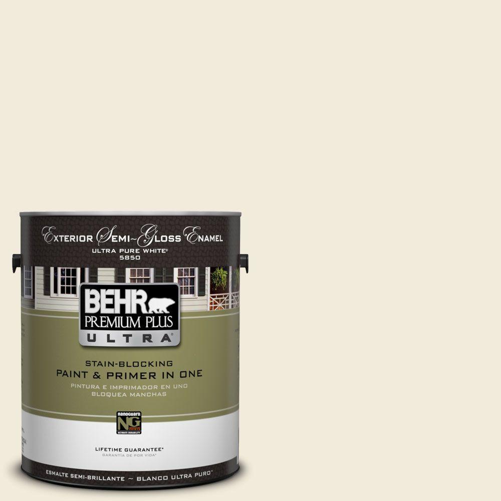 BEHR Premium Plus Ultra 1-Gal. #UL160-11 Coastal Beige Semi-Gloss ...