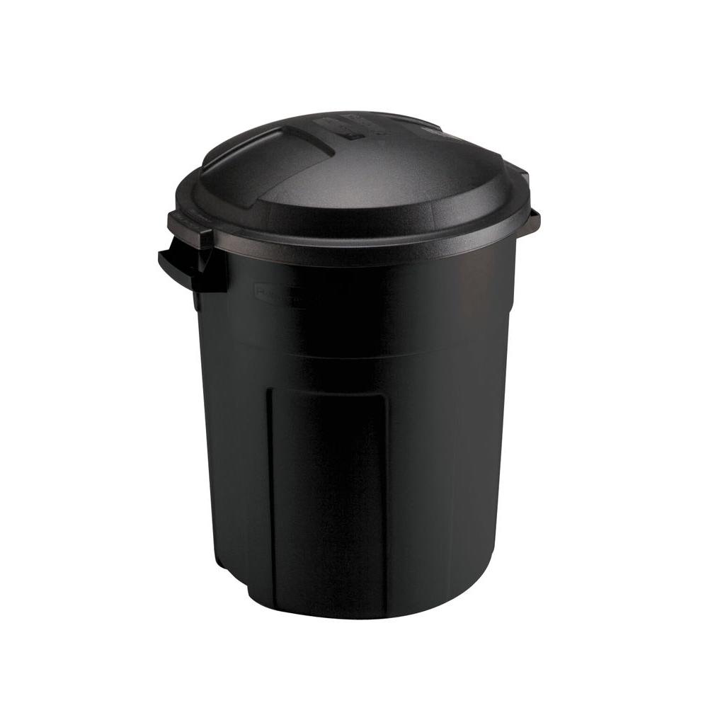 TRASH CAN WITH LID 20 Gal Outdoor Yard Waste Recycle Bin Heavy Duty   Rubbermaid Plastic Trash Cans Fg289200bla 64 1000 