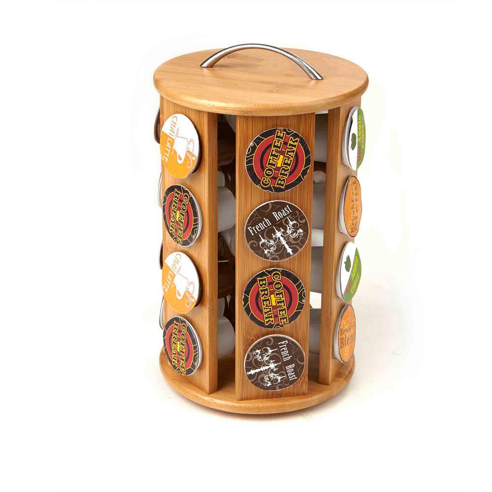 Mind Reader Bamboo KCup Coffee Pod Carousel Storage Rack 24Capacity