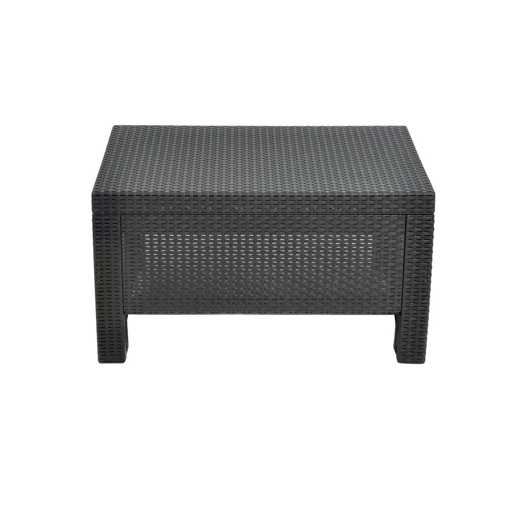 Keter Corfu Charcoal All Weather Patio Coffee Table 205070 The Home Depot