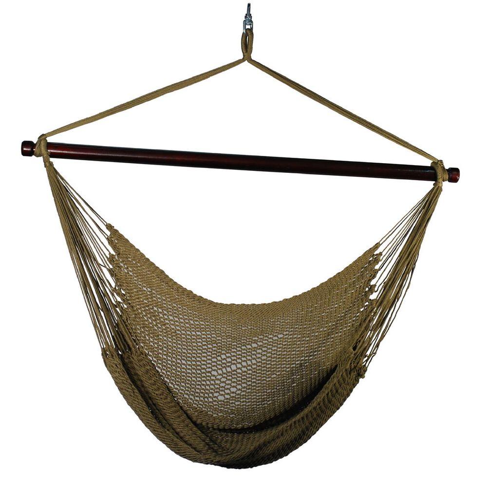 44 in. Polyester Rope Hanging Chair in Tan