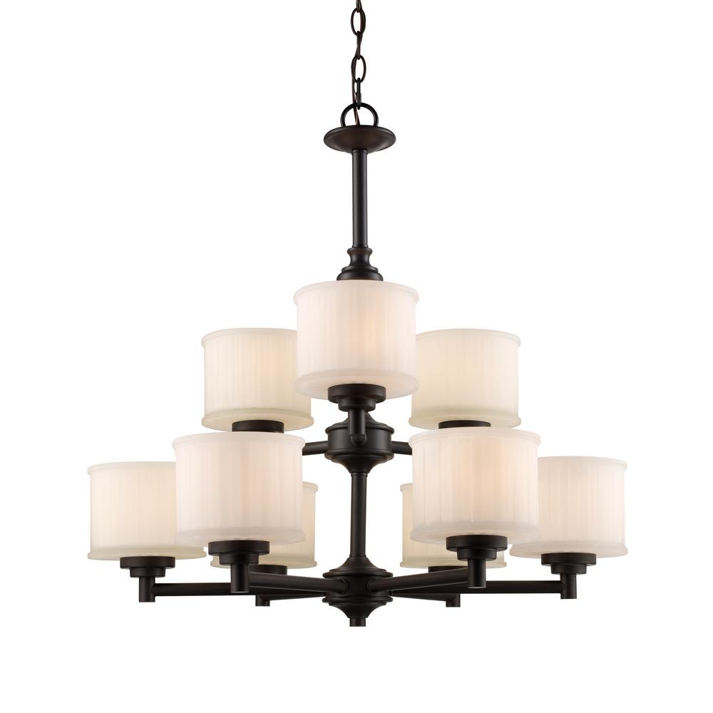Candle Style Bel Air Lighting Chandeliers The Home Cahill 9 Light Rubbed Oil Bronze Chandelier With Frosted Shades