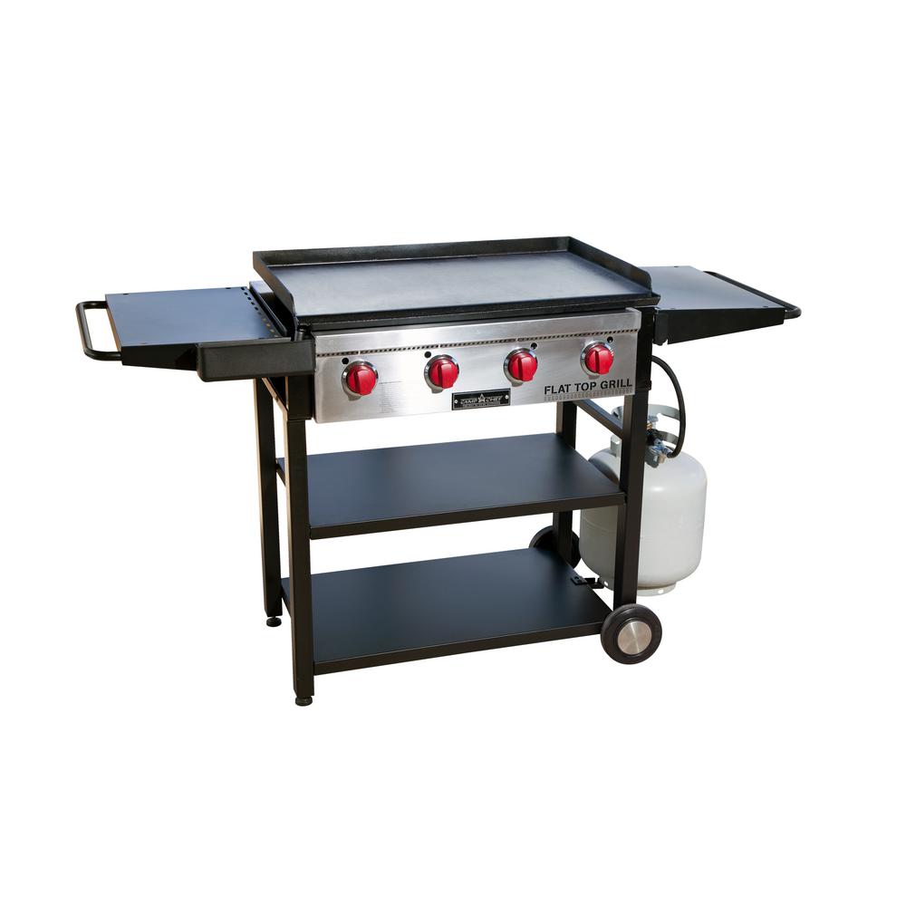 Folding Large Propane Grills Gas The Home Depot Flat Top Grill 4 Burner Propane Gas In Black With Griddle