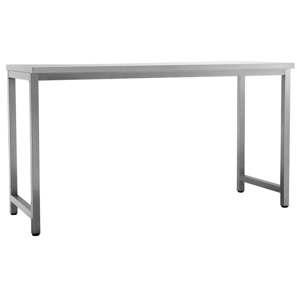 Stainless Steel Metal Patio Furniture Commercial Residential Outdoor Kitchen Stainless Steel Rectangle Patio Dining Table