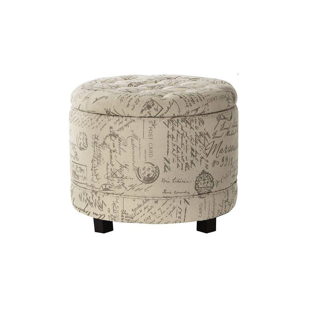 Chambers Round Canvas Shoe Ottoman in Script
