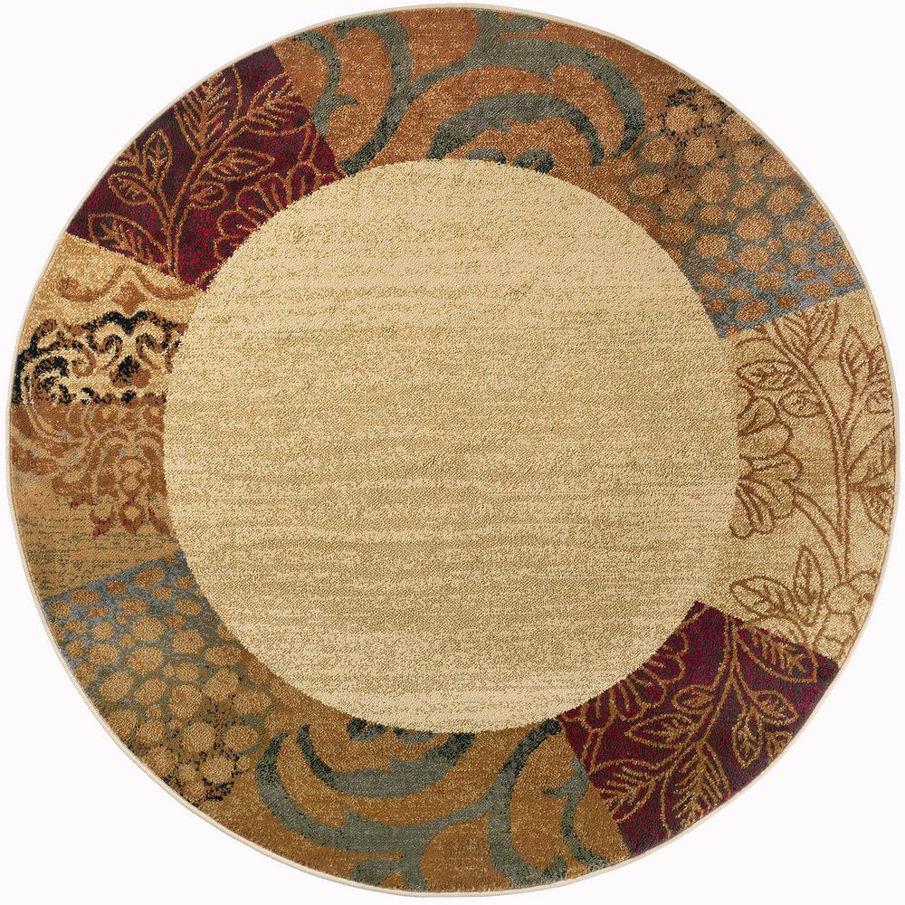 Tayse Rugs Elegance Beige 5 Ft X Round Indoor Area Rug