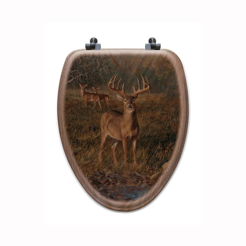 First Light Elongated Closed Front Wood Toilet Seat in Oak BrownTSO