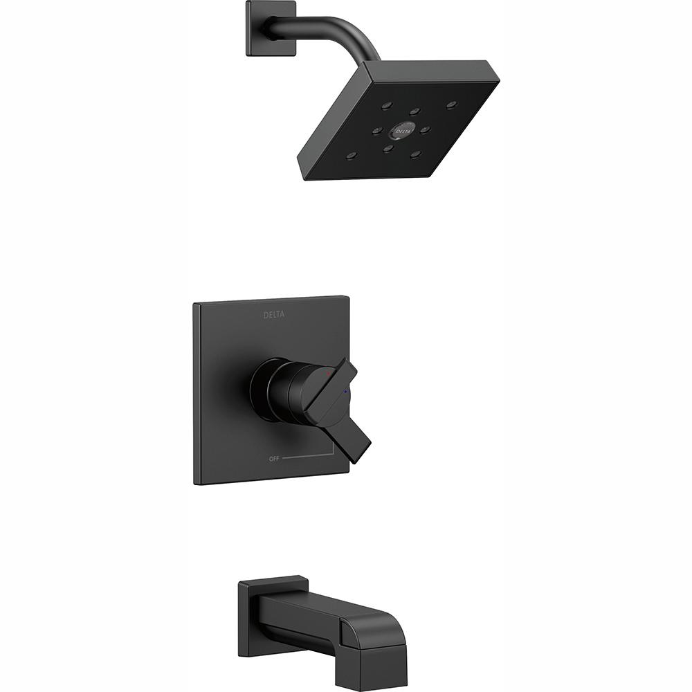 Ara 1-Handle Wall Mount Tub and Shower Trim Kit in Matte Black with H2Okinetic (Valve Not Included)