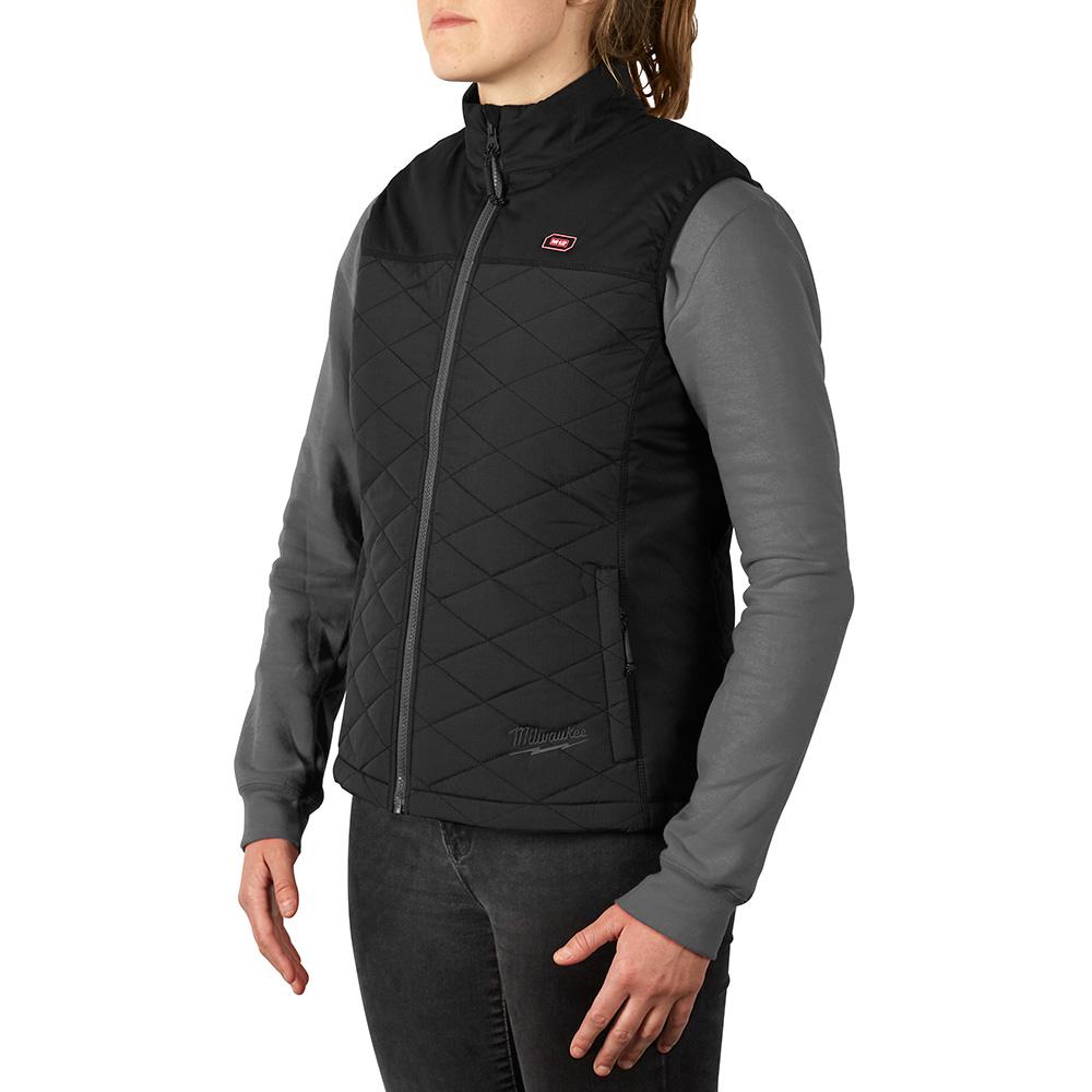 womens black quilted vest