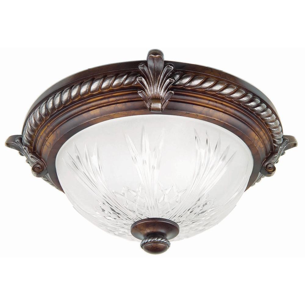 Hampton Bay Bercello Estates 15 In Volterra Bronze Flush Mount (2 Pcs