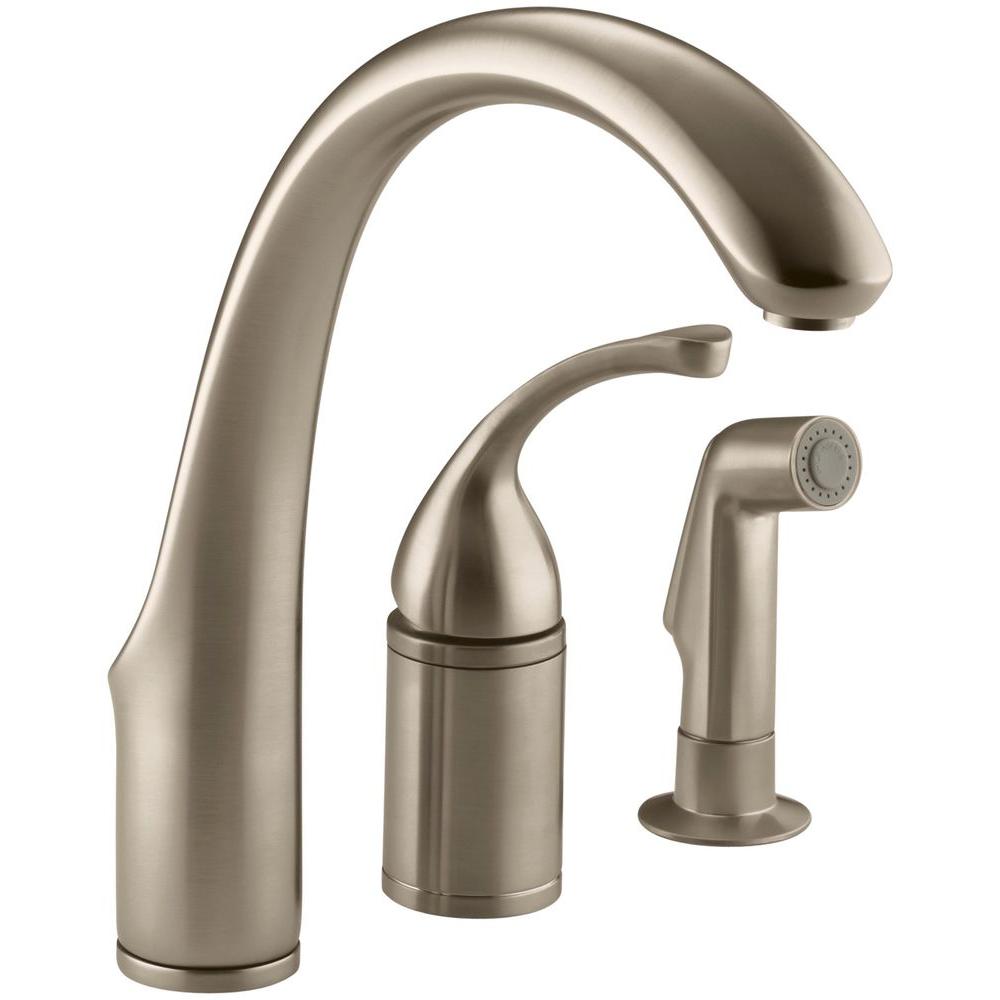 Kohler Forte Single Handle Standard Kitchen Faucet With Side Sprayer In