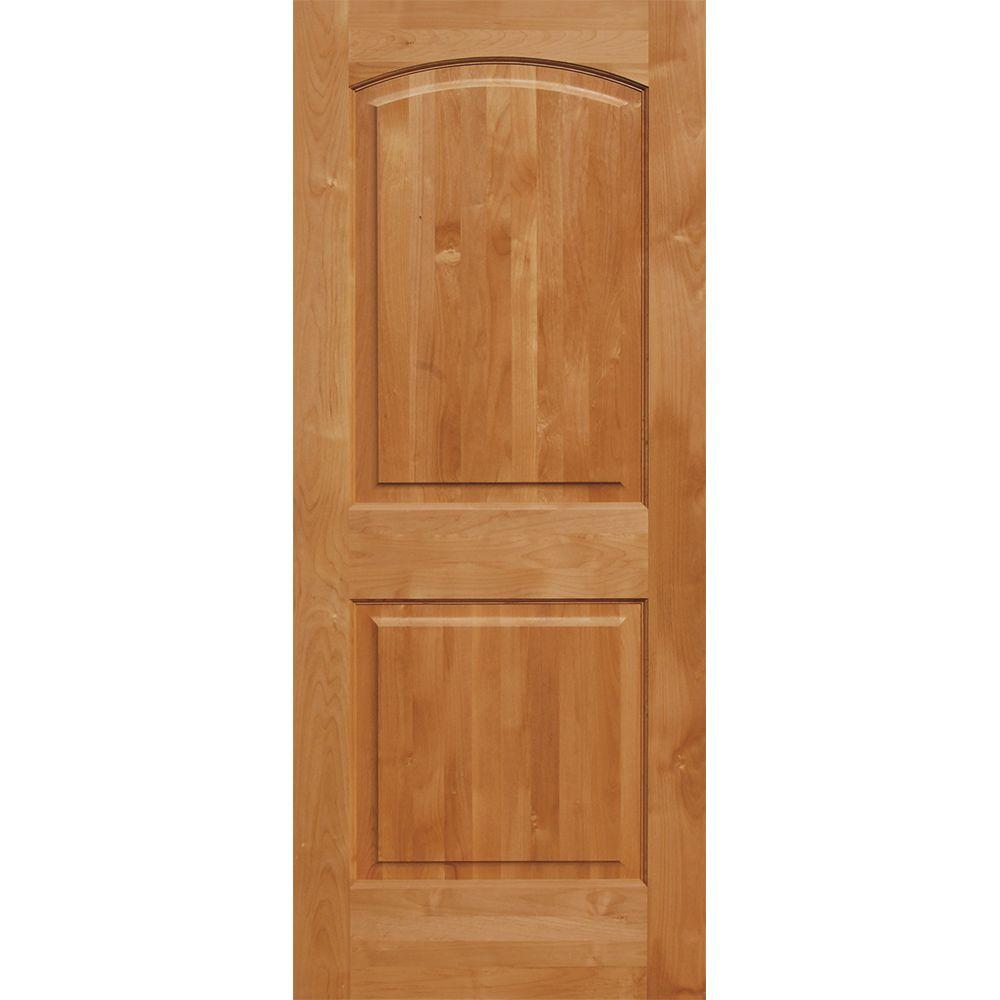 18 In X 96 In Superior Alder 2 Panel Top Rail Arch Solid Core Right Hand Wood Single Prehung Interior Door
