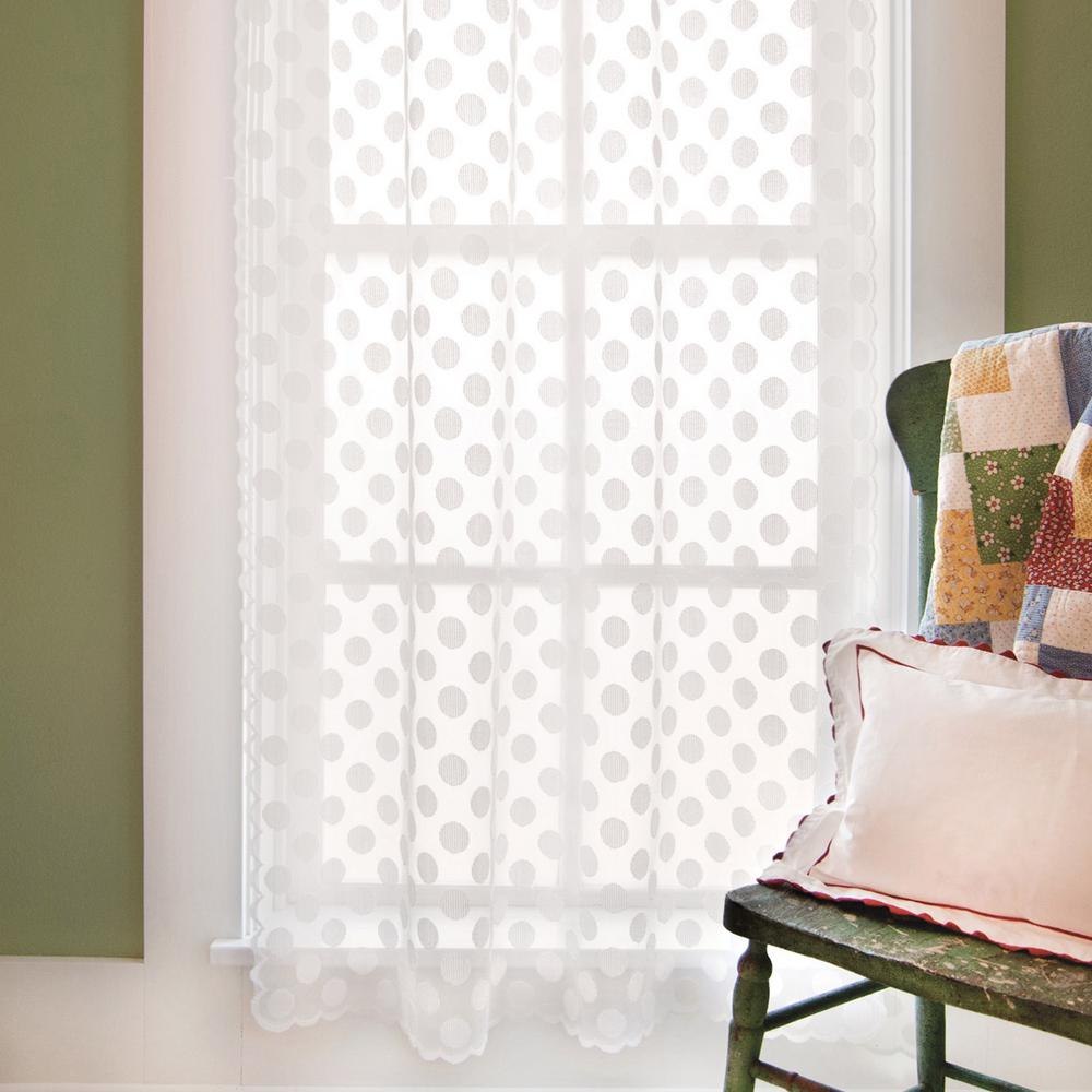 Heritage Lace Polka Dot Lace Window Panel In White 58 In W X 84