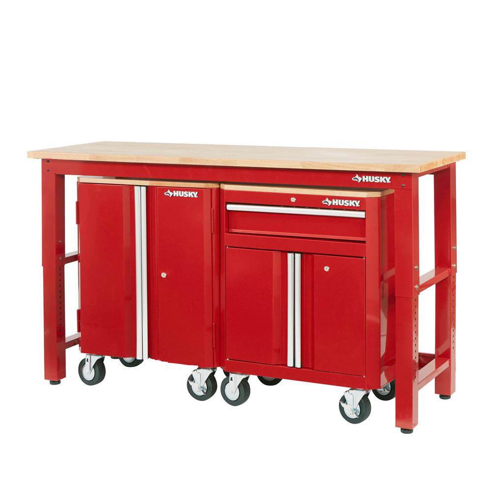 Husky 72 in. W x 42 in. H x 24 in. D Steel Garage Set in Red (3
