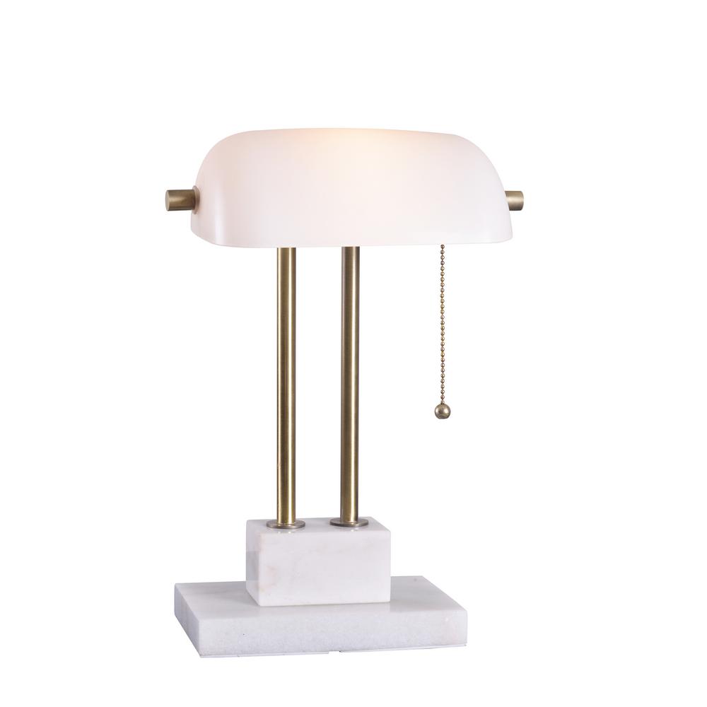 Kenroy Home Symphony 15 In Antique Brass Desk Lamp With White Shade Antique Brass Desk Lamp With White Shade
