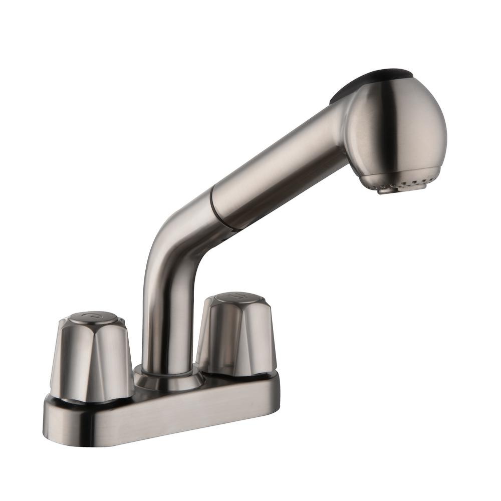 Cleanflo New Touch 2 Handle Pull Out Modes Sprayer Laundry Sink 2 Handle Centerset Pull Out Laundry Faucet In Stainless Steel
