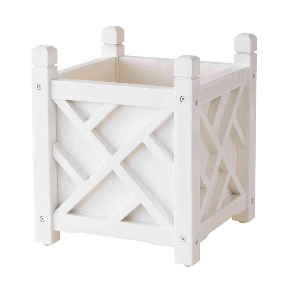 Dmc Chippendale 14 In Square White Wood Planter 70202 The Home Depot Square White Wood Planter