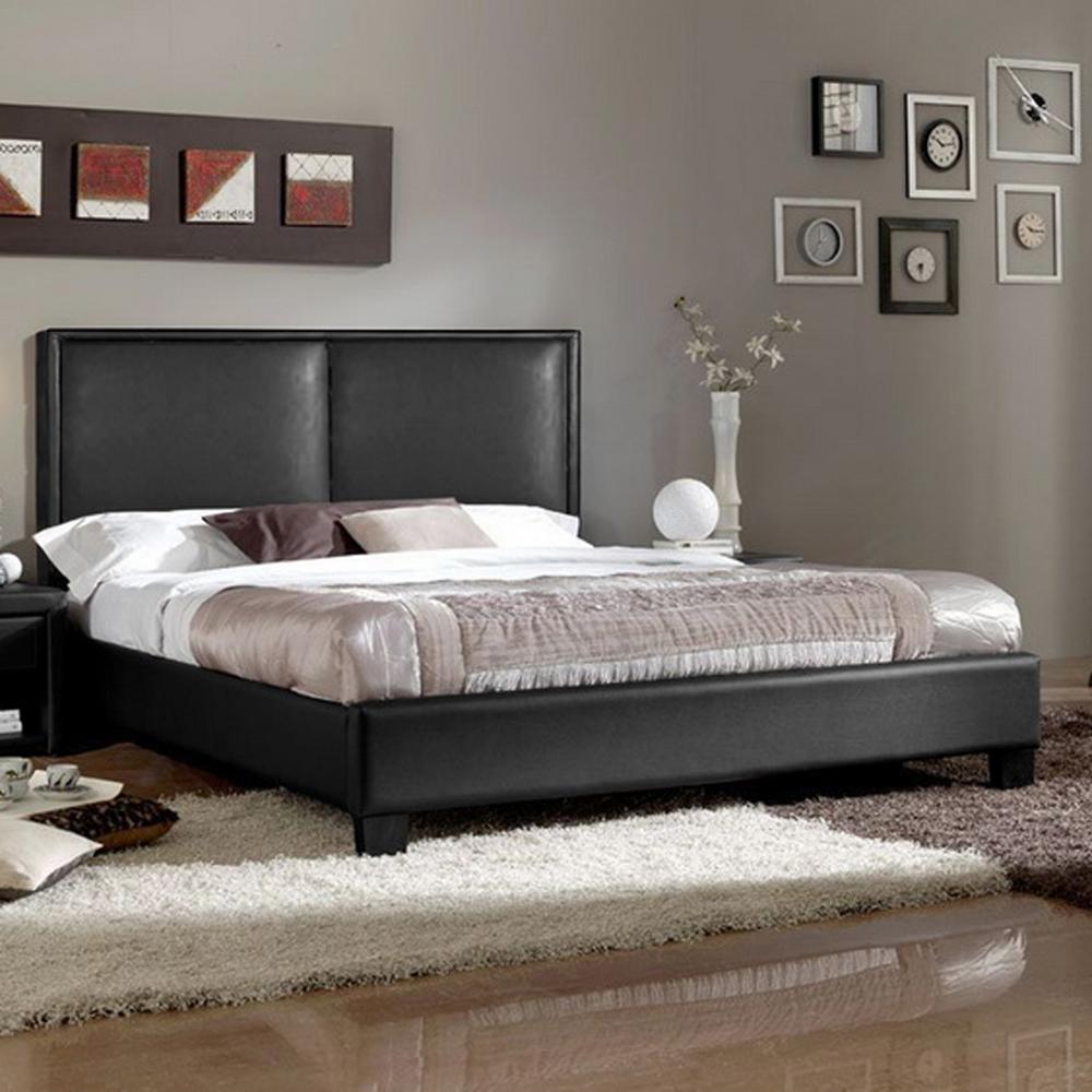 Baxton Studio Moderne Contemporary Black Faux Leather Upholstered Baxton Studio Moderne Contemporary Black Faux Leather Upholstered Queen Size Bed 28862 5346 Hd The Home Depot