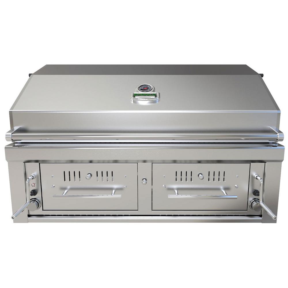 Charcoal Built In Grills Outdoor Kitchens The Home Depot Gas Hybrid Dual Zone Charcoal Wood Burning Grill