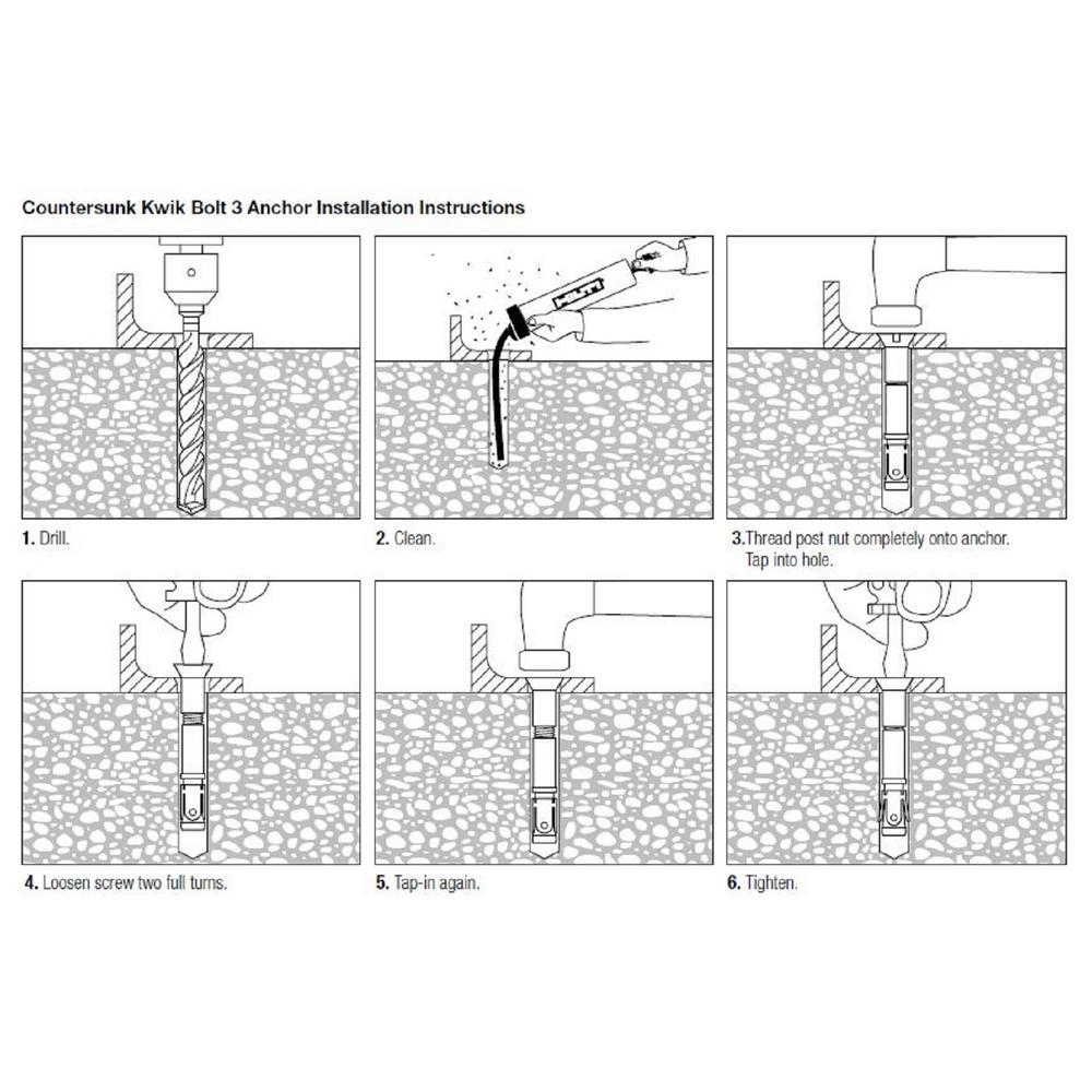 Hilti KWIK Bolt 3 Expansion Anchor KB3 1//2 x 5-1//2-378085 Box of 25 Hard-Dipped Galvanized