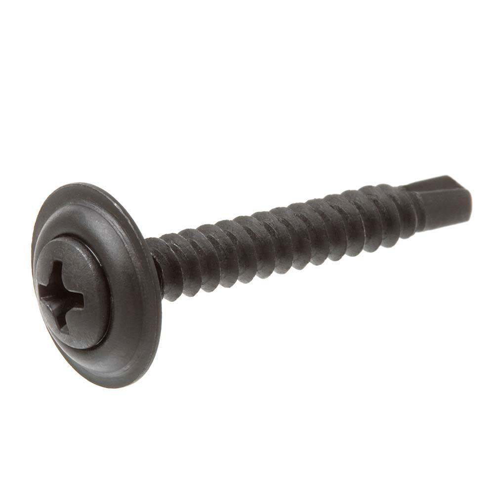 Everbilt 8 x 3/4 in. SEMS Black Oval Head Sheet Metal Screw (2Piece