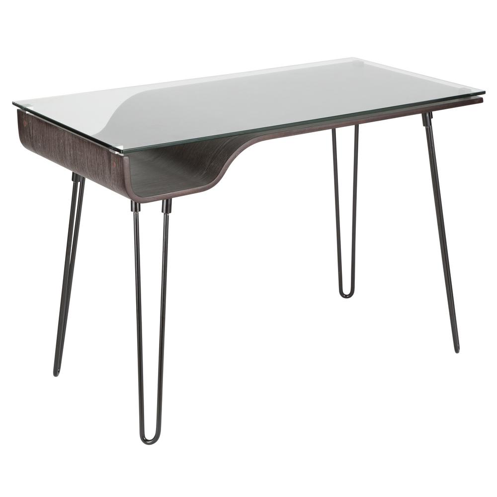 Lumisource Avery Dark Grey Desk with Clear Tempered Glass TopOFDAVRY DGY The Home Depot