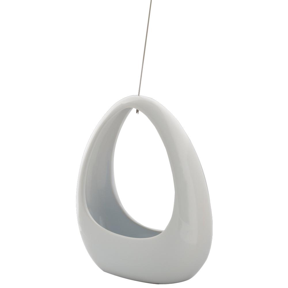 Pride Garden Products Live Green Nidos 8 In White Ceramic Hanging White Ceramic Hanging Egg Planter