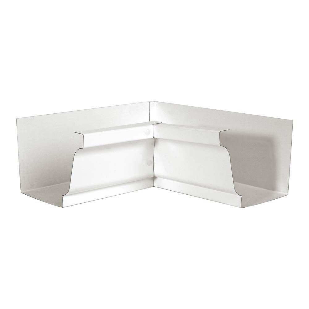 Construction Metals 4 in. White Steel KStyle Gutter Inside Mitre
