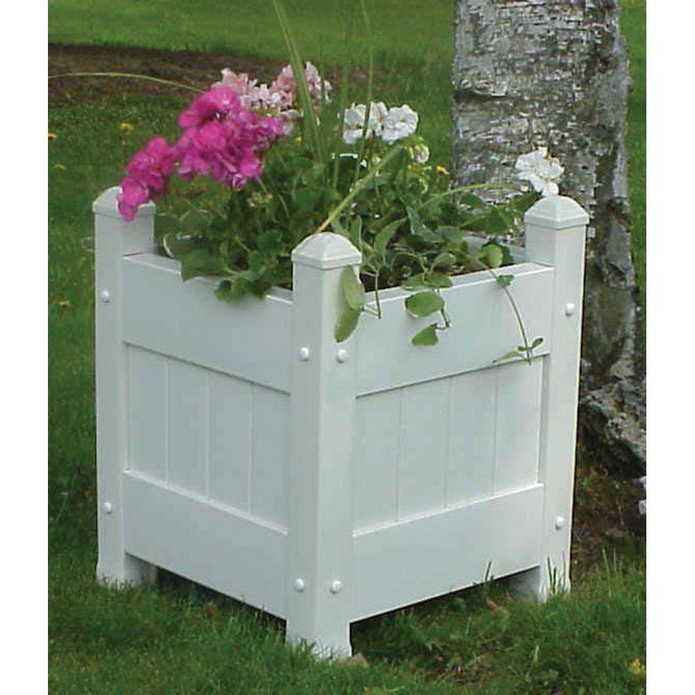 Dura-Trel 16 in. Square White Vinyl Planter Box-11123 ...