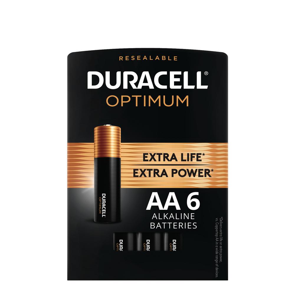 Duracell Optimum a Alkaline Battery 6 Pack The Home Depot