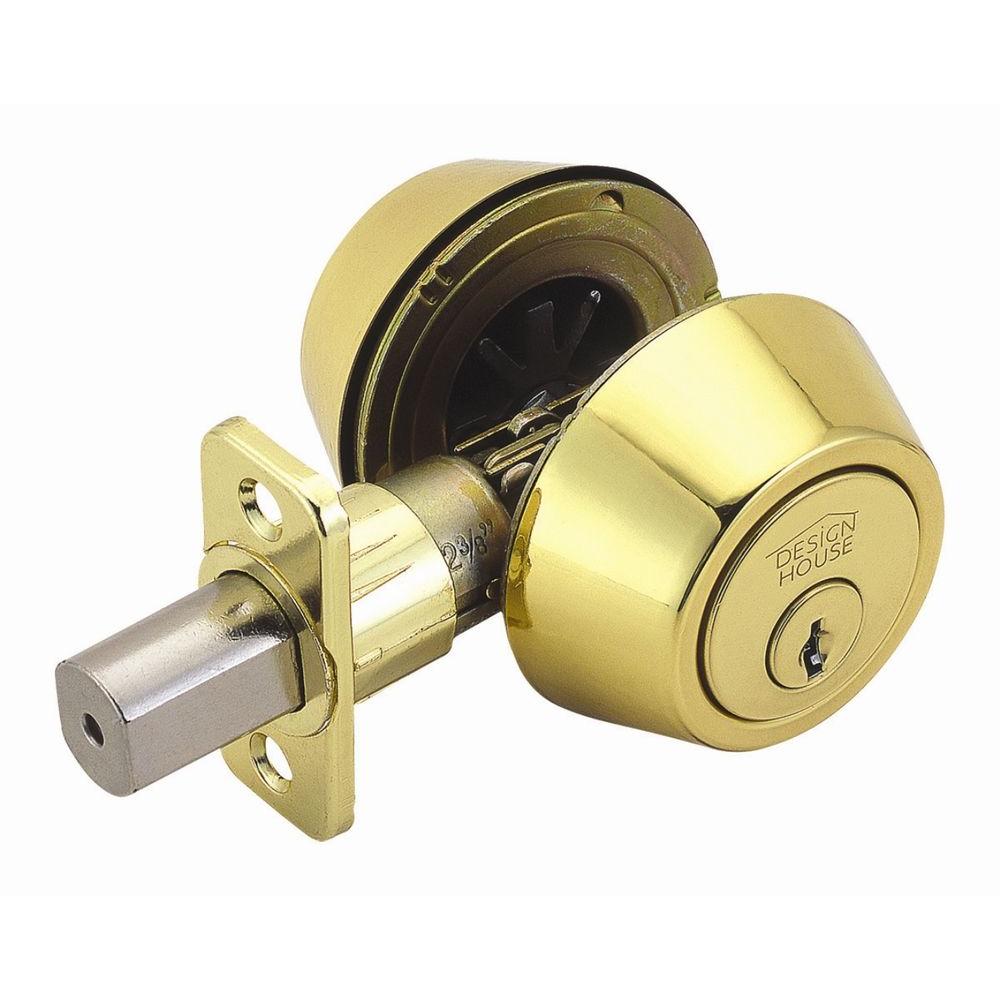 Baldwin Prestige Double Cylinder Polished Brass Round Deadbolt ...