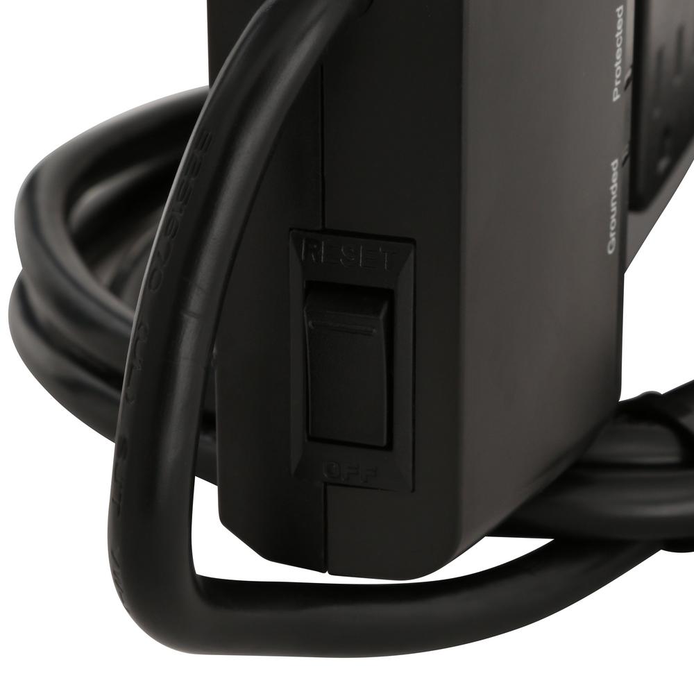 CE TECH 6 ft 8-Outlet USB Coax Surge Protector