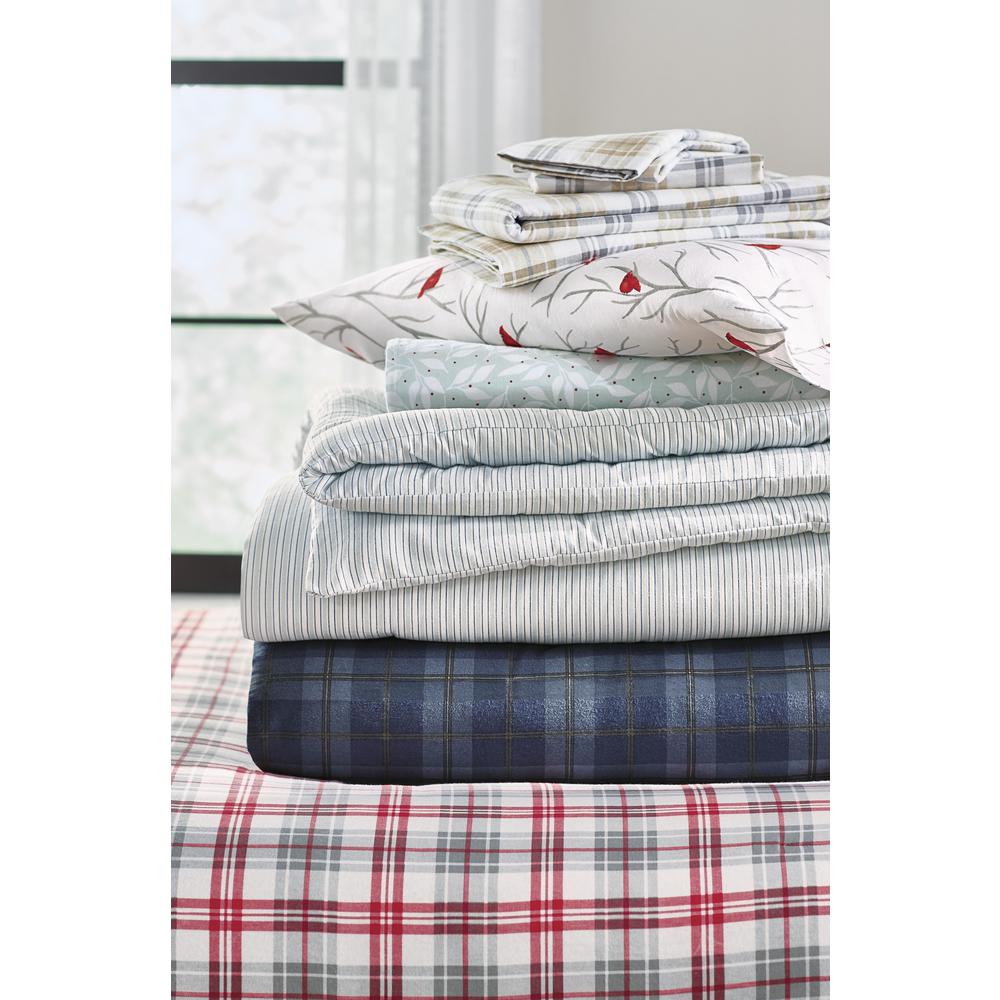 Stylewell 3 Piece Full Queen Flannel Comforter Set In Raindrop And