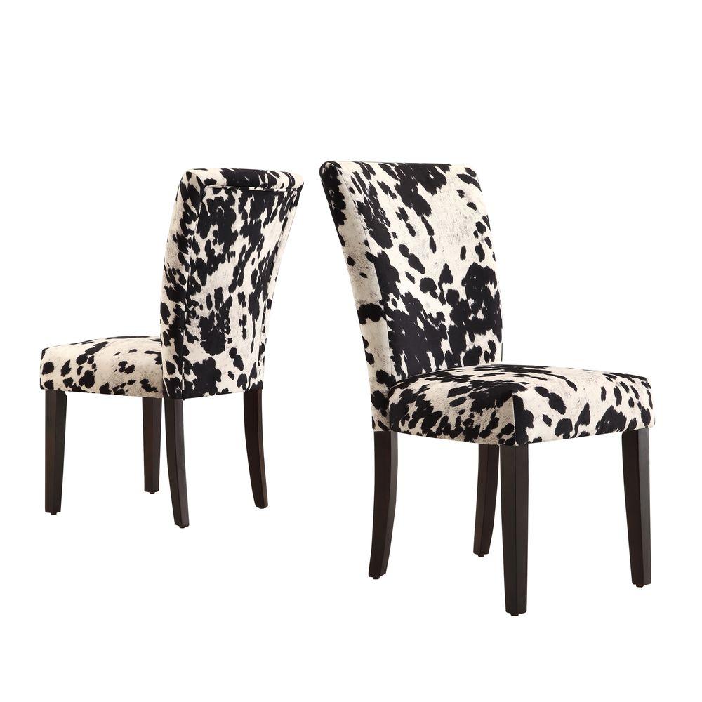 HomeSullivan Whitmire Black Cowhide Fabric Parsons Dining Chair (Set of