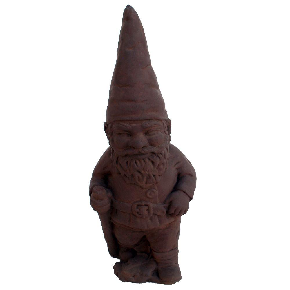 Cast Stone Hiking Gnome Garden Statue Dark WalnutGNGHDW The Home
