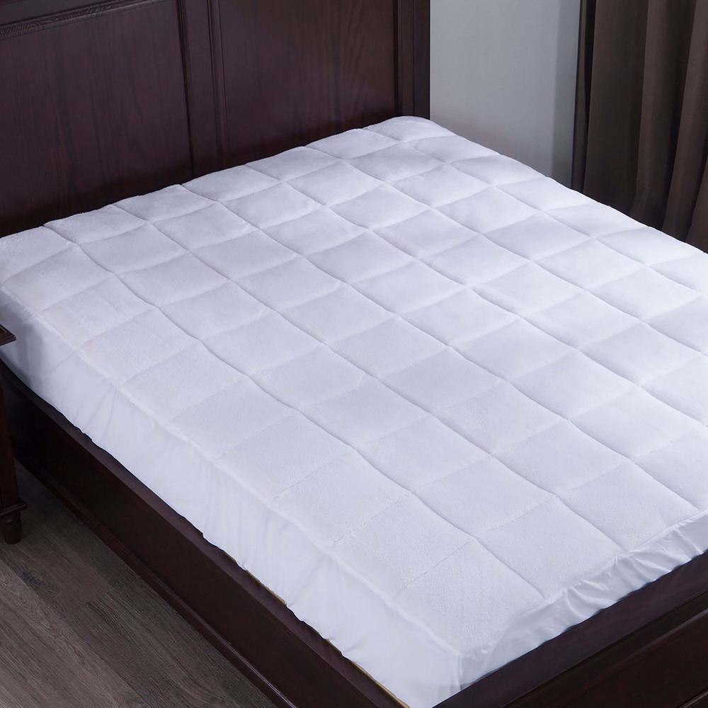 Puredown Plush Top Down Alternative Mattress Pad King in White PD16010