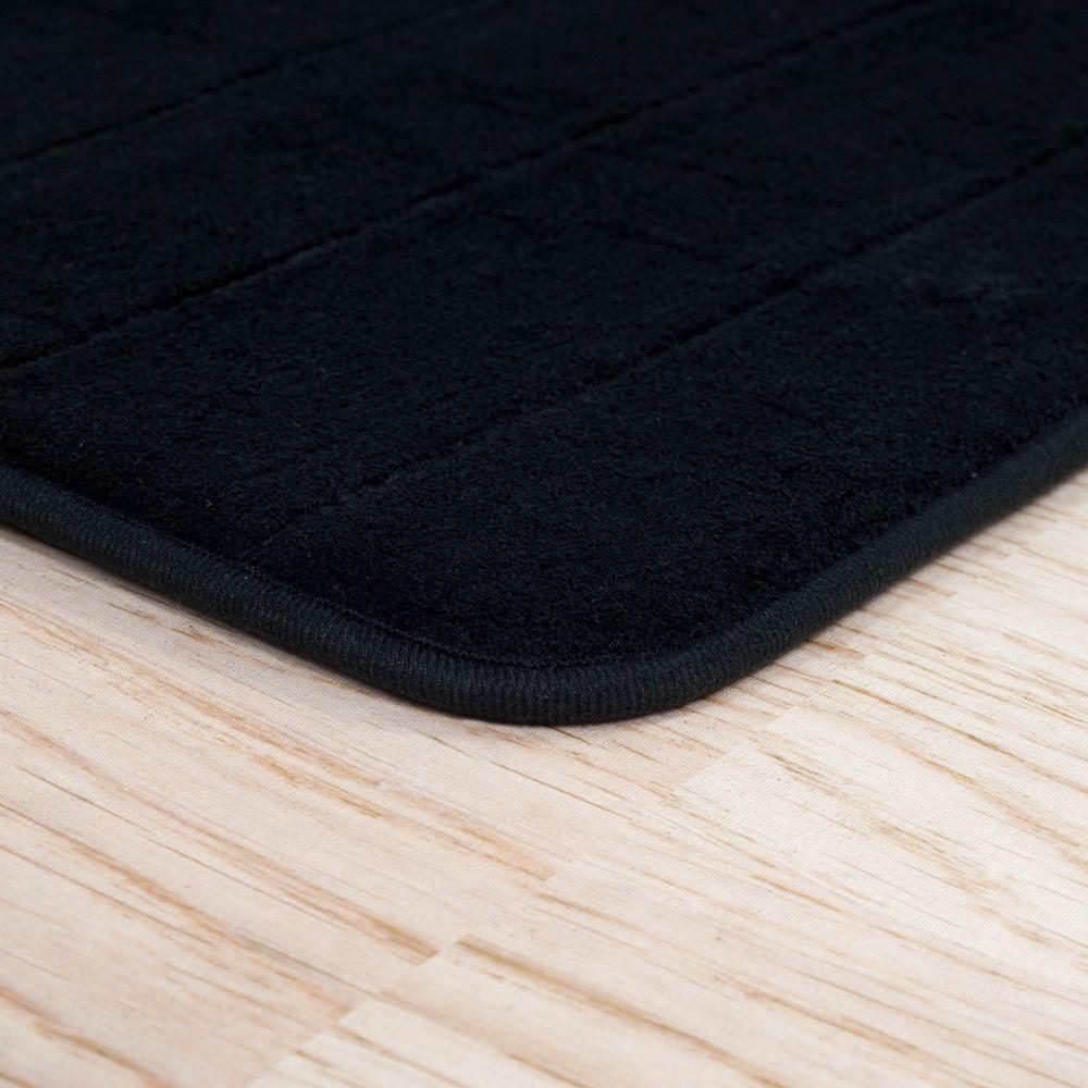 Black Lavish Home 2 Piece Memory Foam Striped Bath Mat Bath tried