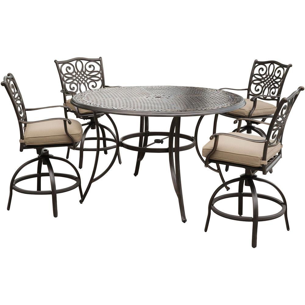Hanover Traditions 5-Piece Aluminum Round Outdoor Bar H8 Dining Set with Swivel... by Hanover