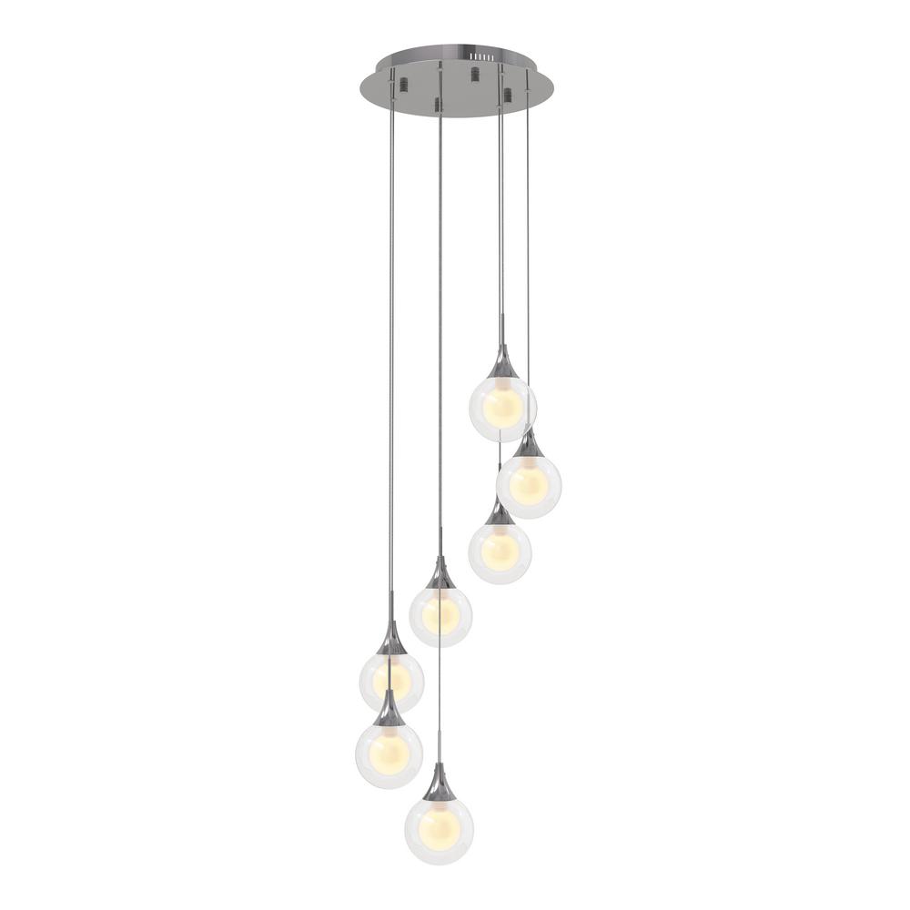 Artika Frosted Globe 22-Watt Chrome Integrated LED Pendant