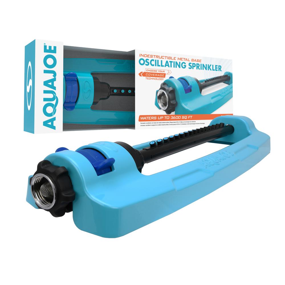 Aqua Joe SJI-OMS16 Indestructible Metal Base Oscillating Sprinkler with Adjustable Spray